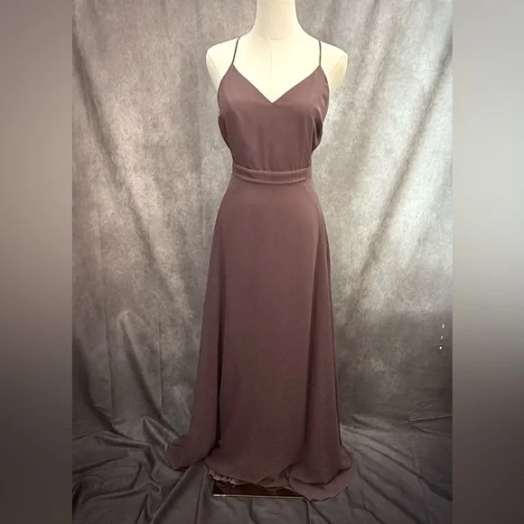 Birdy Grey Formal Mauve Dusty Rose Dress Gown Mesh Cutouts Prom Wedding Gala - Picture 5 of 10